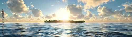 Sunrise Over Tropical Island - Digital Illustration