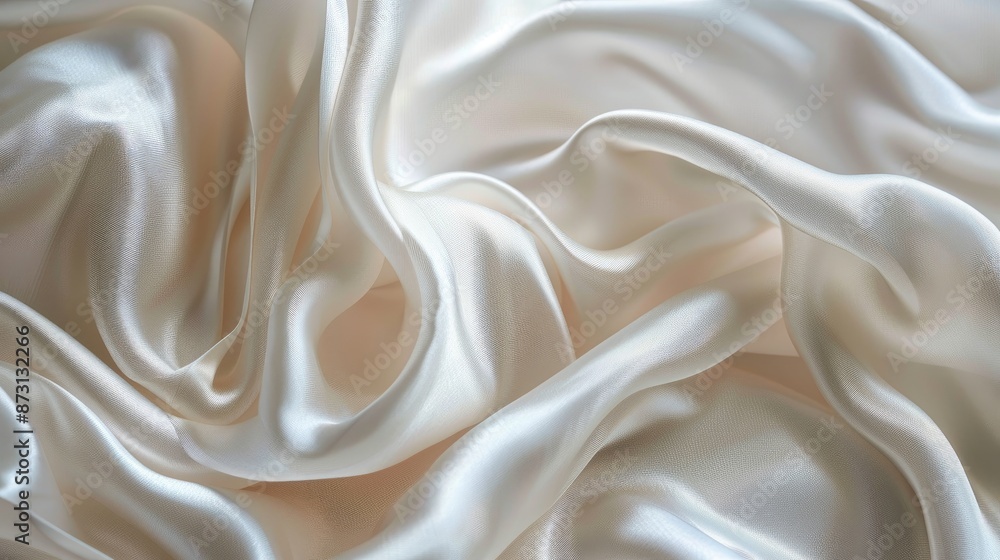 Fototapeta premium Close up of white silk fabric