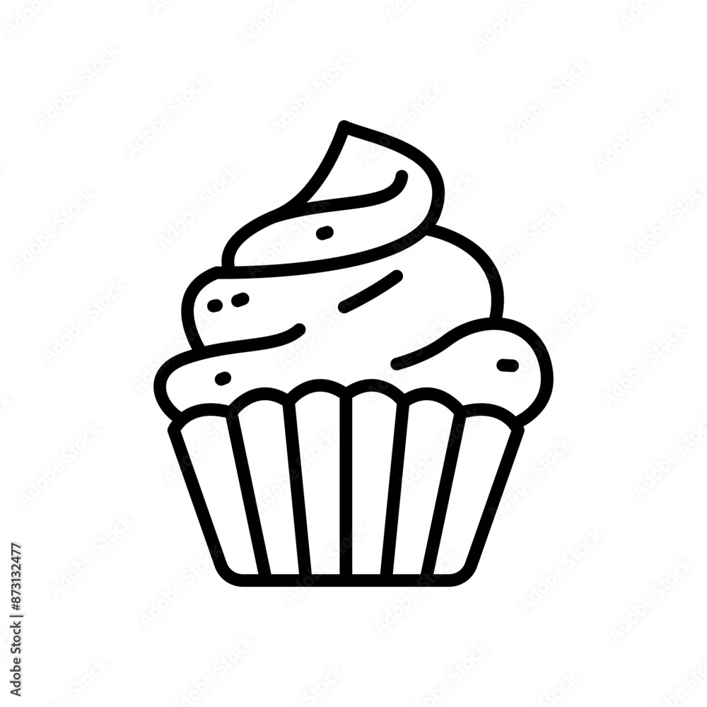 Cupcake icon vector in line style Cupcake icon vector in line style