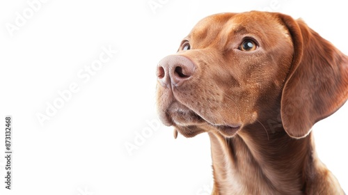 Wallpaper Mural Brown Hungarian Vizsla dog displaying calm focus on white backdrop representing animal care with room for text Torontodigital.ca