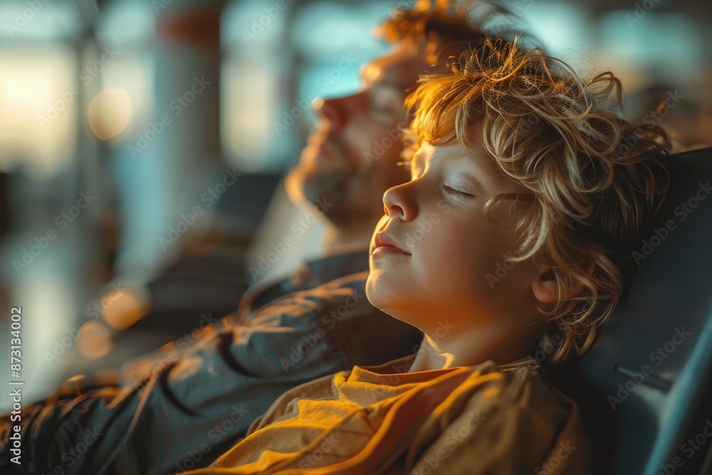 A serene scene of two individuals reclining in a waiting area, bathed in warm sunlight, encapsulating the aura of relaxation and calmness. A serene scene of two individuals reclining in a waiting area, bathed in warm sunlight, encapsulating the aura of relaxation and calmness.