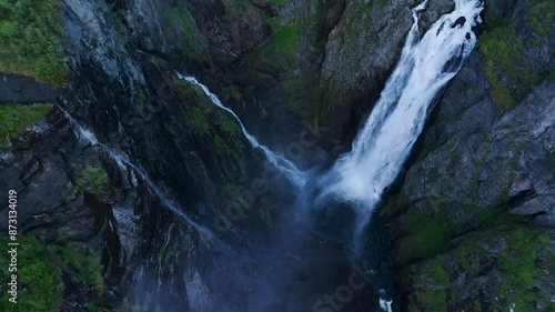Voringfossen waterfall at Fossli, Vestland county, Norway photo