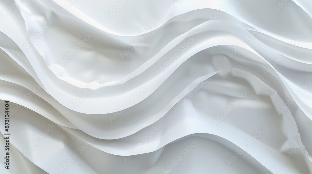 Obraz premium A smooth, translucent white paper texture with subtle crumples and abstract waves, creating a background 