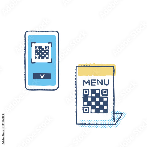 レストランの QR コード メニューのイメージ	
