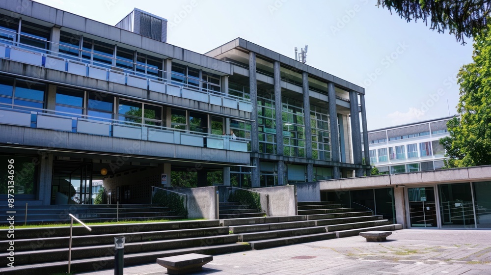 Modernist Building With Concrete Steps Modernist Building With Concrete Steps