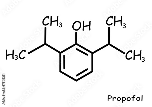 Chemical, organic structure : propofol  photo