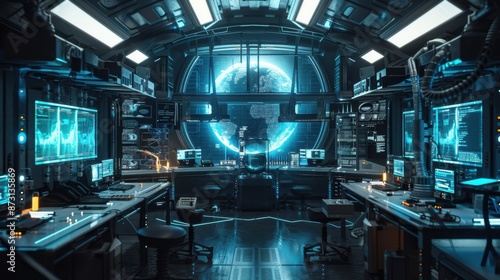 A futuristic research lab with telepathic communication experiments