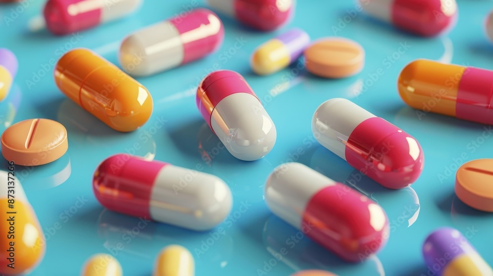 Color-coded medication boxes, vibrant and playful, 8-bit style, illustration background Color-coded medication boxes, vibrant and playful, 8-bit style, illustration background