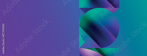 Serene gradient template. Circles and triangles mingle in minimalist perfection. Gentle fusion of forms and hues creates balanced yet captivating backdrop, embodying modern sophistication