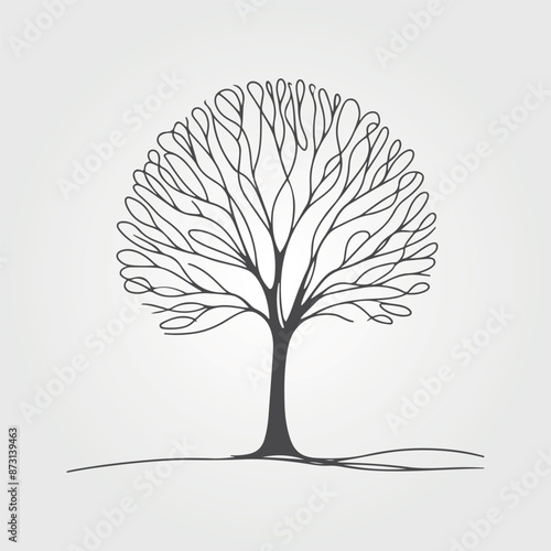 silhouette tree line drawing set, graphics trees elements outline symbol for architecture and landscape design drawing. Vector illustration in stroke fill in white. 