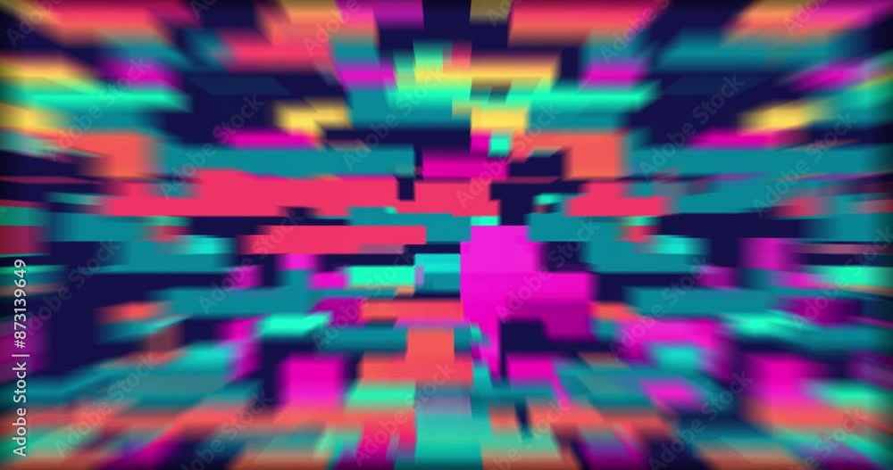 Retro abstract brick animation, loop background. Colorful pattern loop. Vector Pixel art 8 bit	