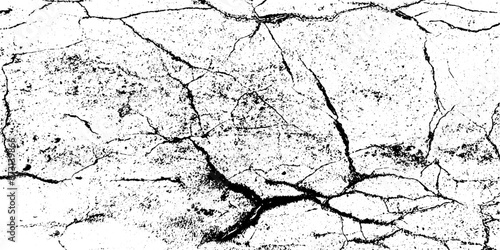 Rough black and white y2k ink charcoal texture vector. Old worn distressed grunge overlay effect background. Vector Illustration. Black textured grainy cracked ground lines isolated on white.