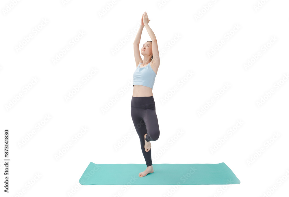 Beauty doing yoga with a white background Beauty doing yoga with a white background