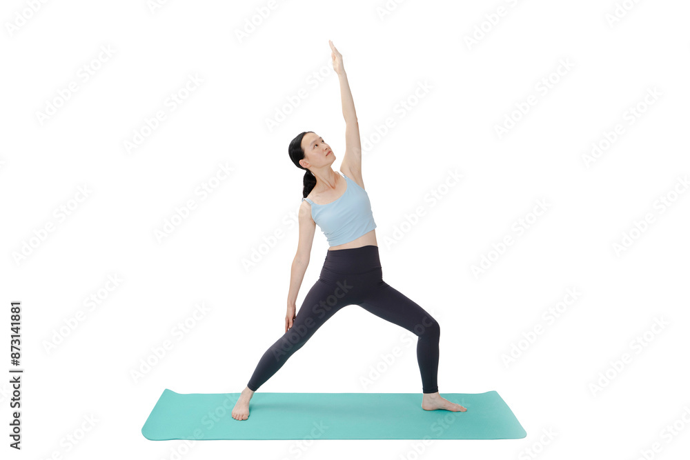 Beauty doing yoga with a white background Beauty doing yoga with a white background