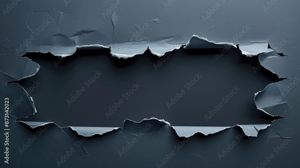 Ripped paper on dark backdrop space for text separated