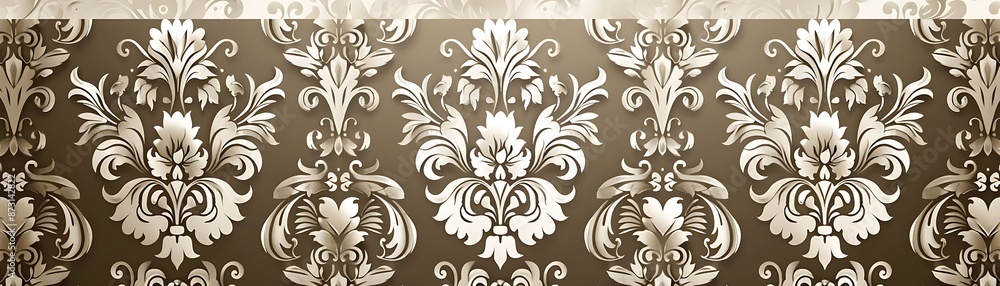 Elegant White Floral Pattern on Brown Background Illustration Elegant White Floral Pattern on Brown Background Illustration