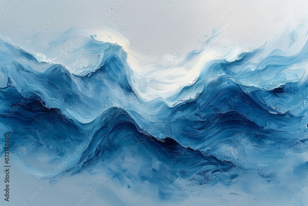 Fototapeta premium Ethereal, undulating seascape in shimmering tones of azure and aquamarine.