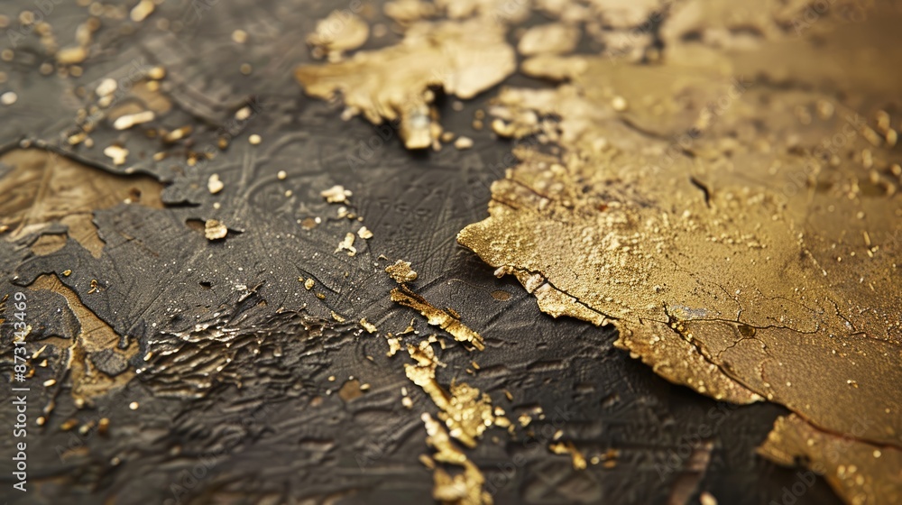 Surface with gold coating showing wear and damage Surface with gold coating showing wear and damage