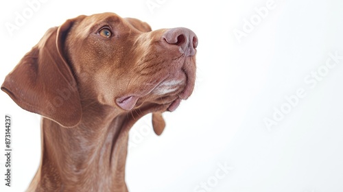 Wallpaper Mural Brown Hungarian Vizsla dog displaying calm focus on white backdrop representing animal care with room for text Torontodigital.ca