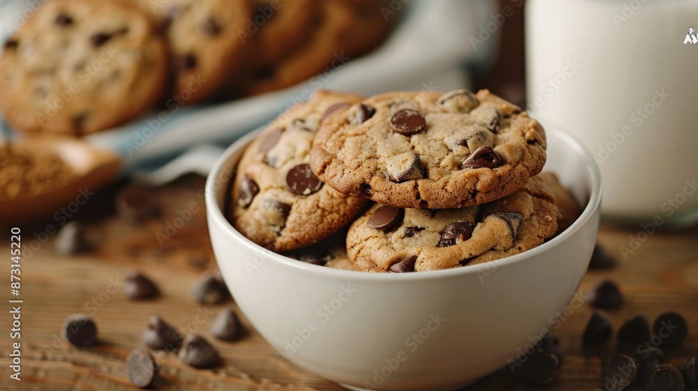 Chocolate Chip Cookies in a White Bowl Chocolate Chip Cookies in a White Bowl