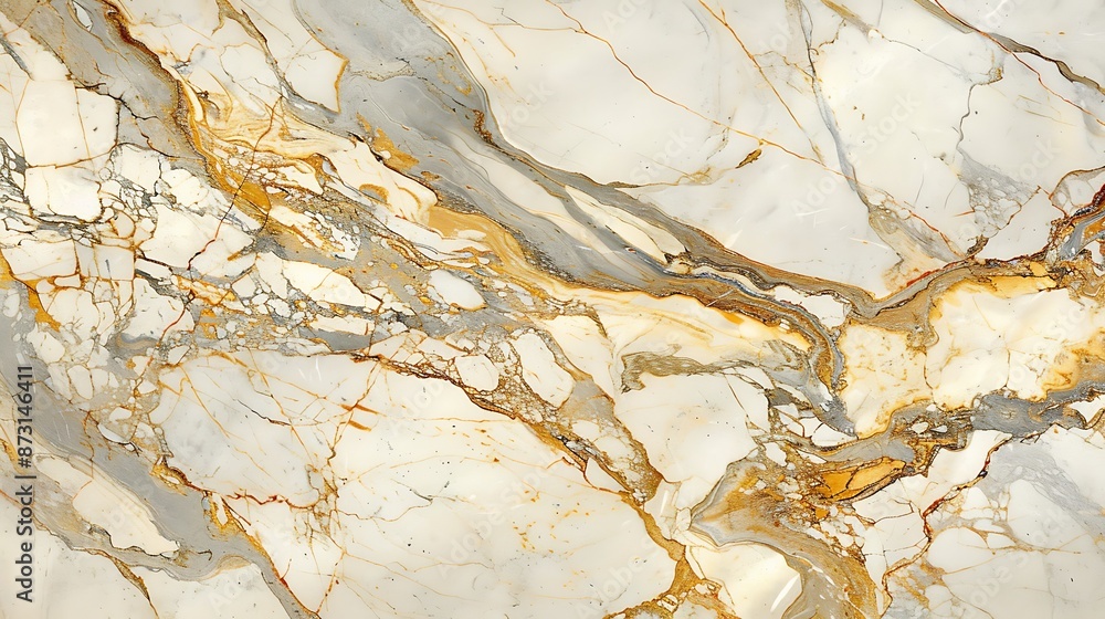 Fototapeta premium Clean white marble with pale yellow veins, bright and cheerful