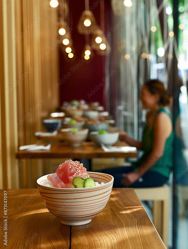 A colorful Hawaiian poke bowl with sushi rice, marinated tuna, avocado, cucumber, edamame, sriracha mayo, and sesame seeds. A delightful and healthy lunch or dinner option. A colorful Hawaiian poke bowl with sushi rice, marinated tuna, avocado, cucumber, edamame, sriracha mayo, and sesame seeds. A delightful and healthy lunch or dinner option.