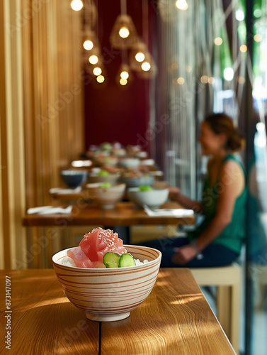 A colorful Hawaiian poke bo...