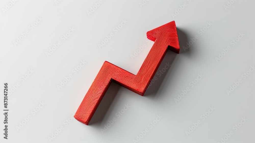 Big real red arrow for presentation or slide show. pointing up for growth or increase or boost. Natural white background. Big real red arrow for presentation or slide show. pointing up for growth or increase or boost. Natural white background.