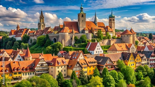 Citiscape of Rothenburg ob der Tauber. Church of saint Jakob. photo