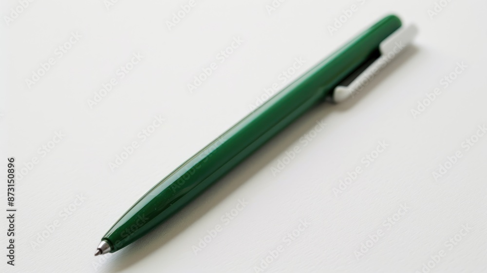 Green pen on white surface Green pen on white surface
