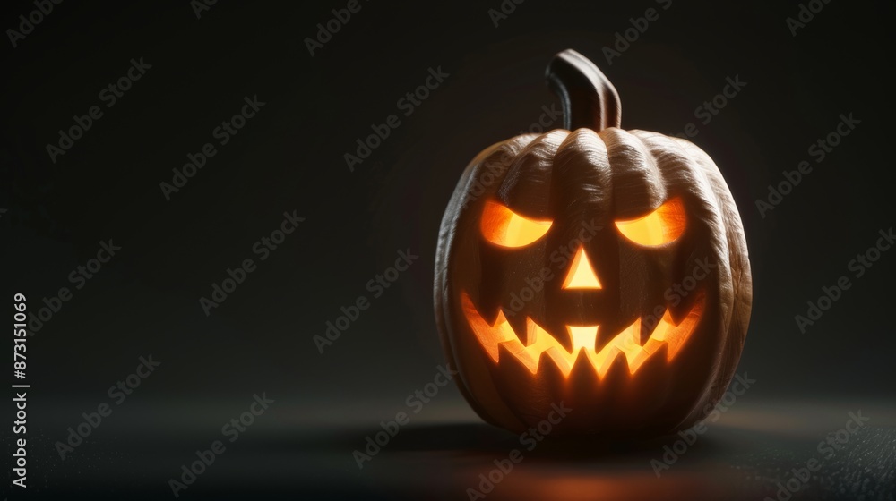 Scary pumpkin with glowing eyes and a grimacing face, dark backdrop, highly detailed, eerie and atmospheric Scary pumpkin with glowing eyes and a grimacing face, dark backdrop, highly detailed, eerie and atmospheric