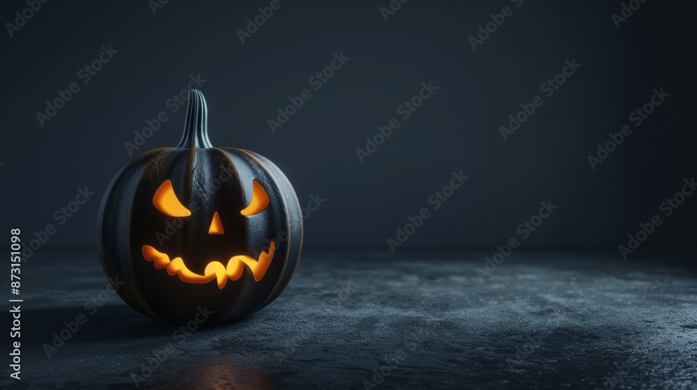 Scary pumpkin with menacing glowing eyes and a grimacing face, dark backdrop, highly detailed, spooky and atmospheric Scary pumpkin with menacing glowing eyes and a grimacing face, dark backdrop, highly detailed, spooky and atmospheric