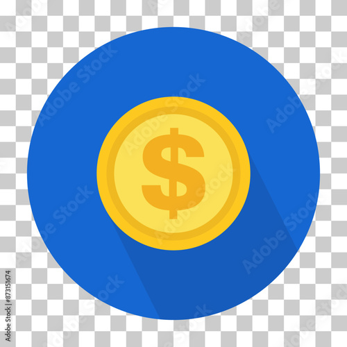 Dollar paper money icon, symbol on color background. Vector isolated design