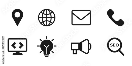 Basic useful Vector Icon collection, call, map, browser, mail, idea, announce, seo