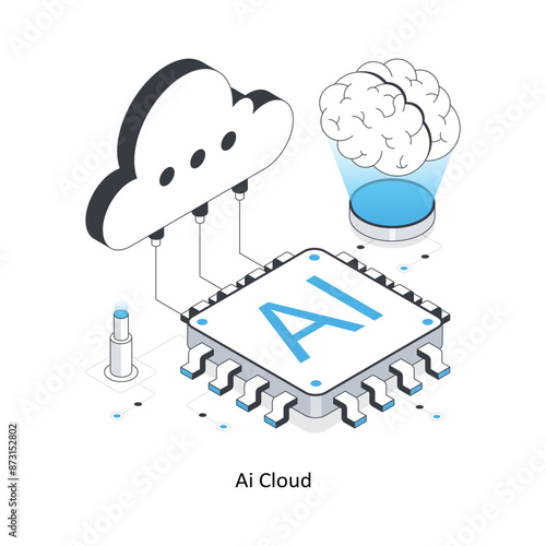 Ai Cloud isometric stock illustration. EPS File stock illustration