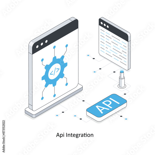 api integration isometric stock illustration. EPS File stock illustration