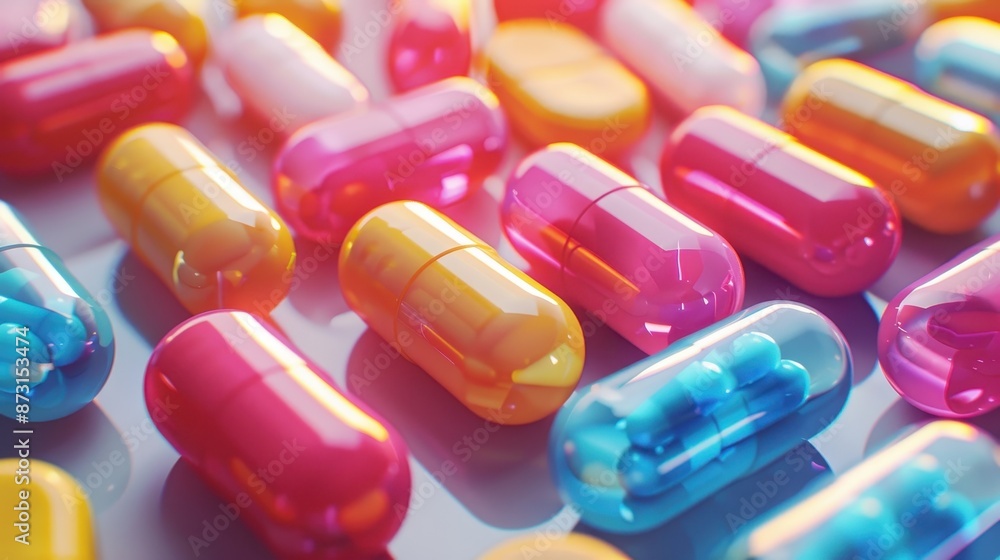 Color-coded medication boxes, vibrant and playful, 8-bit style, illustration background Color-coded medication boxes, vibrant and playful, 8-bit style, illustration background