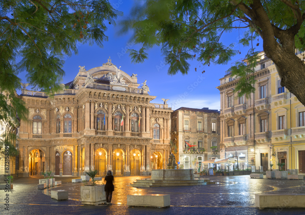 Naklejka premium Catania, Sicily, Italy at Bellini Plaza
