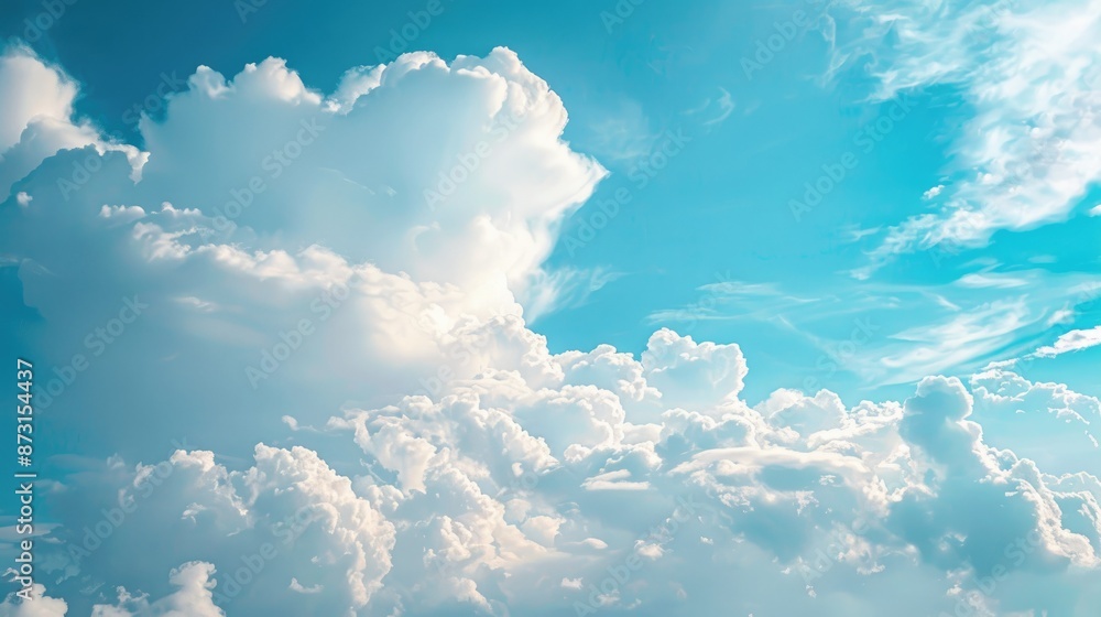 Blue Sky with Fluffy Clouds and Copy Space Blue Sky with Fluffy Clouds and Copy Space