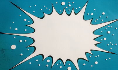 Comic-style explosion bubble with a blue background and white burst, perfect for text or design elements