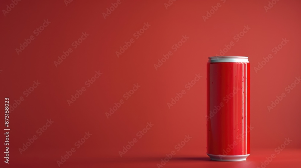 Energy drink can on red backdrop for text placement Energy drink can on red backdrop for text placement