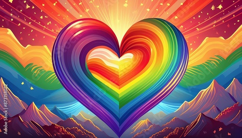 heart with rainbow, Ai Generate