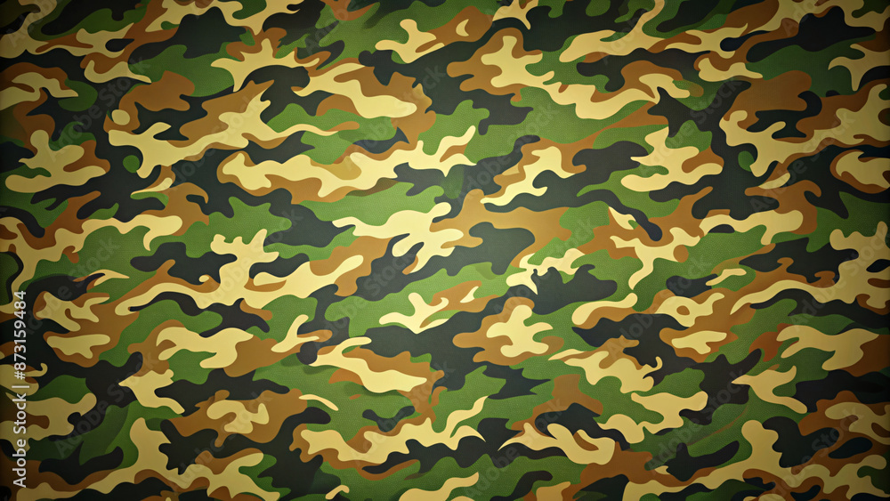 A seamless camouflage pattern in green and brown, perfect for military uniforms, clothing, or a war-themed wallpaper A seamless camouflage pattern in green and brown, perfect for military uniforms, clothing, or a war-themed wallpaper