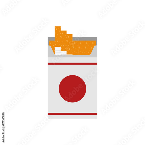cigarettes pack flat design vector illustration isolated on white background. Open cigarettes pack box flat. smoke problem concept, narcotic, product, production, tobacco, cigarette symbol.