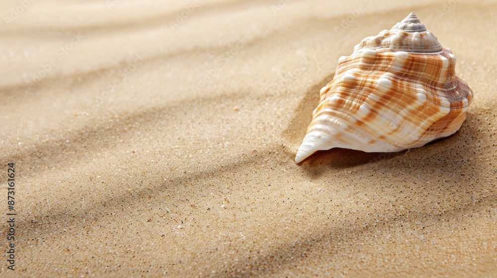 Seashell on sand with empty space Seashell on sand with empty space