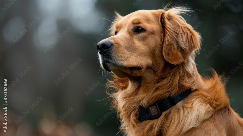 Obraz premium Labrador dog with digital screen and GPS modul