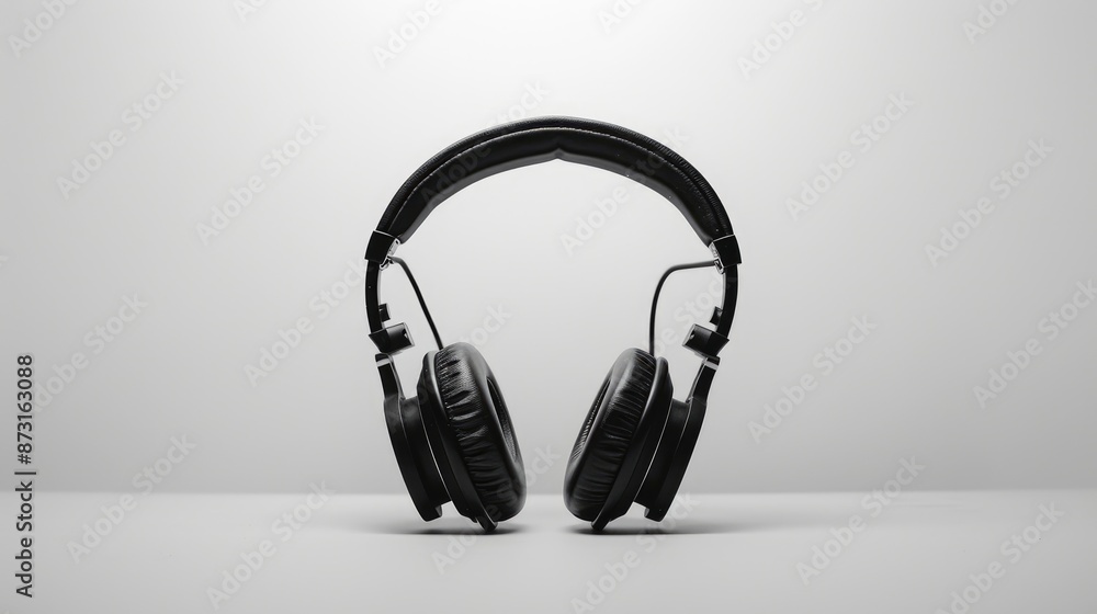 Headphones in a studio setting on a white background Headphones in a studio setting on a white background