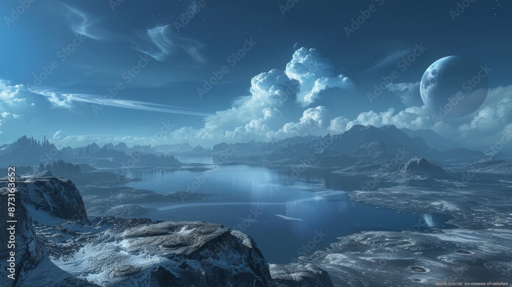 a cinematic landscape view of an alien world a cinematic landscape view of an alien world