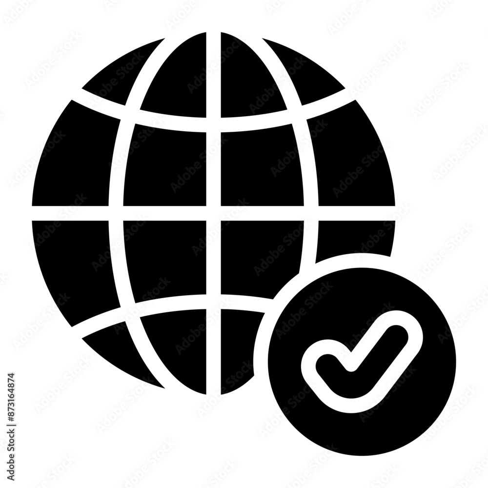 internet network secure check sign glyph icon internet network secure check sign glyph icon