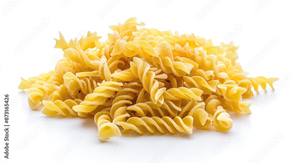 Pile of dried yellow pasta on white background Pile of dried yellow pasta on white background